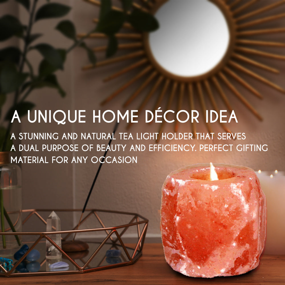 Himalayan Pink-Orange Tea Light Holder– Salt Candle Holder –Natural or Square Shape