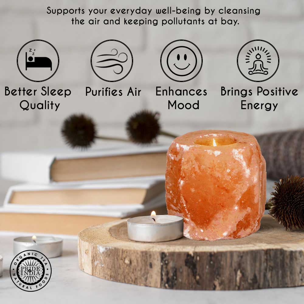Himalayan Pink-Orange Tea Light Holder– Salt Candle Holder –Natural or Square Shape