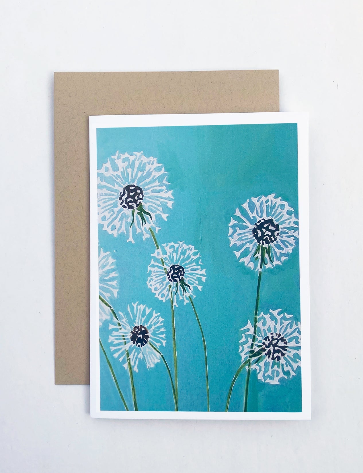 💚 Notecard:  Dandelions on Aqua