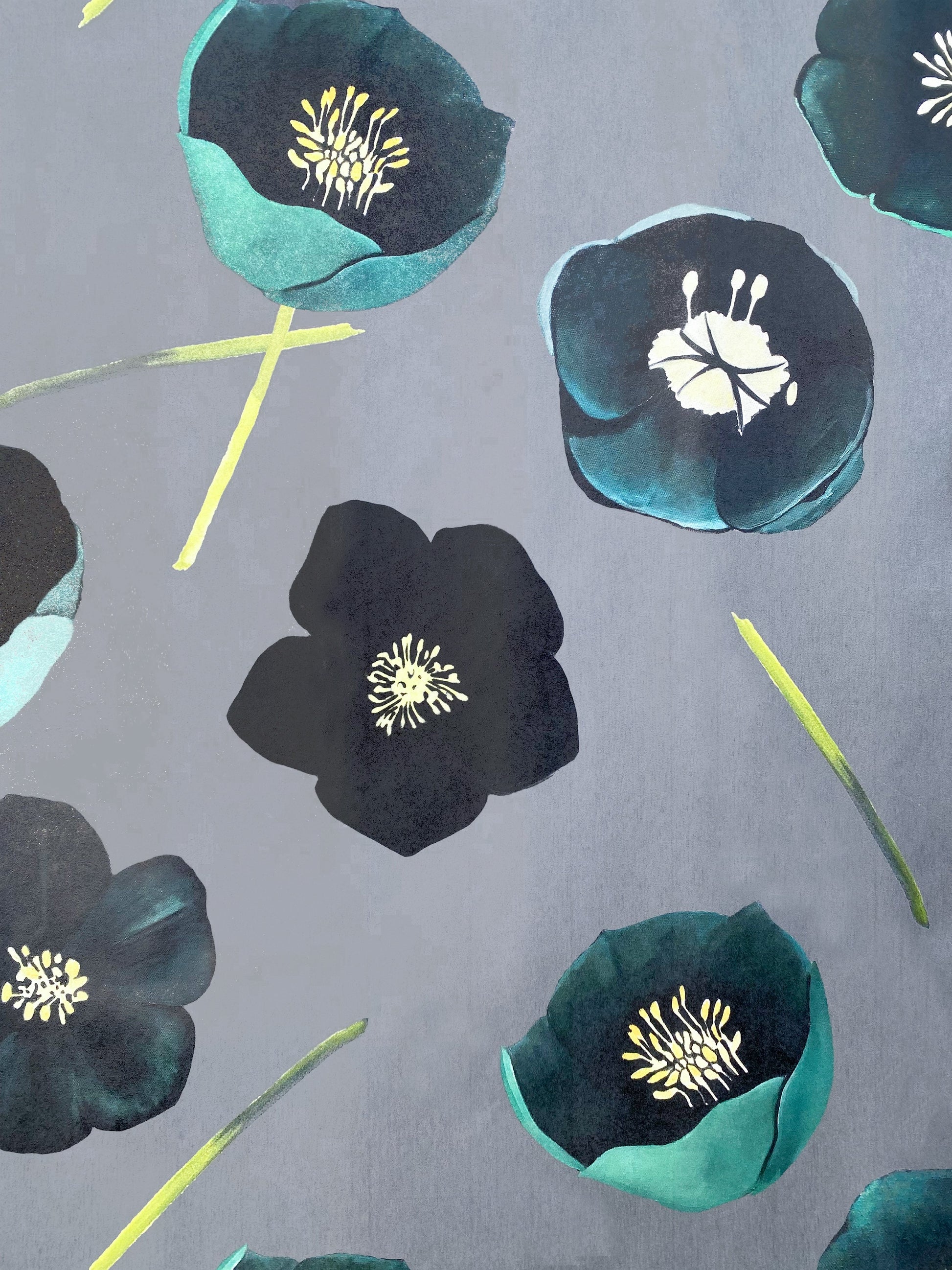 💚 Gift Wrap:  Green Winter Rose on Charcoal