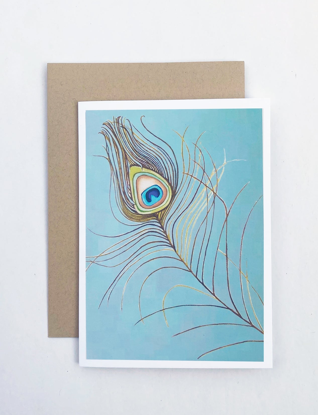 💚 Notecard:  Peacock Feather on Aqua