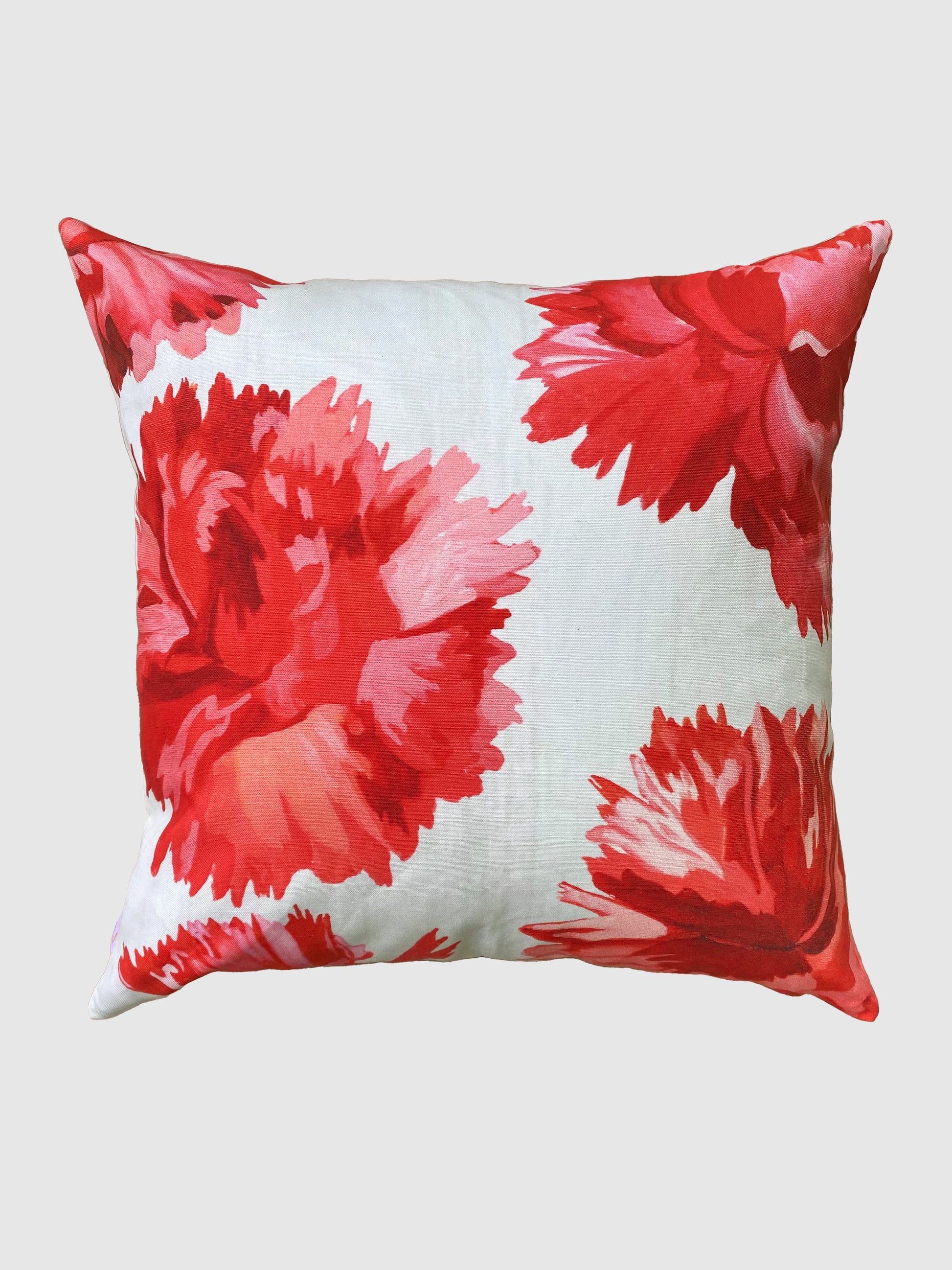 💚 Throw Pillow: Red Carnations on Snow
