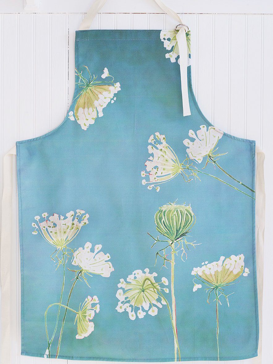 💚 Apron: Queen Anne's Lace on Teal