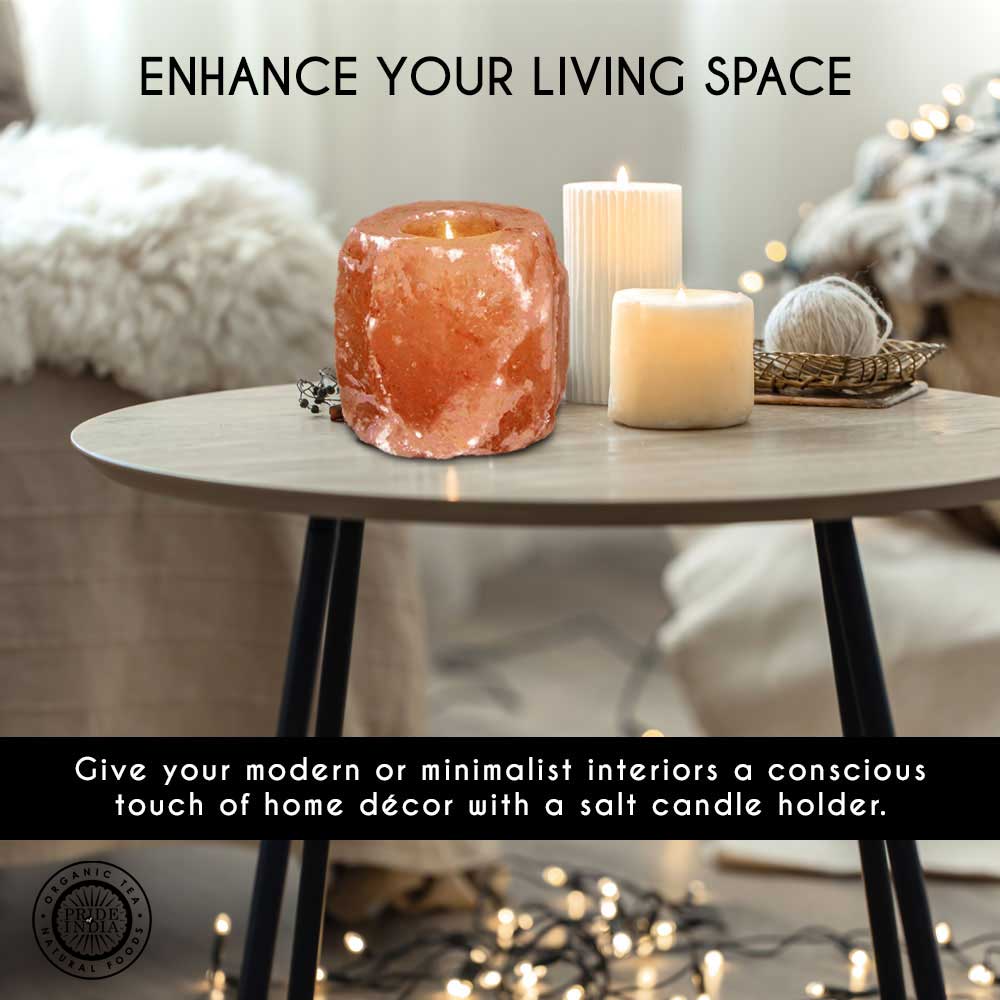 Himalayan Pink-Orange Tea Light Holder– Salt Candle Holder –Natural or Square Shape