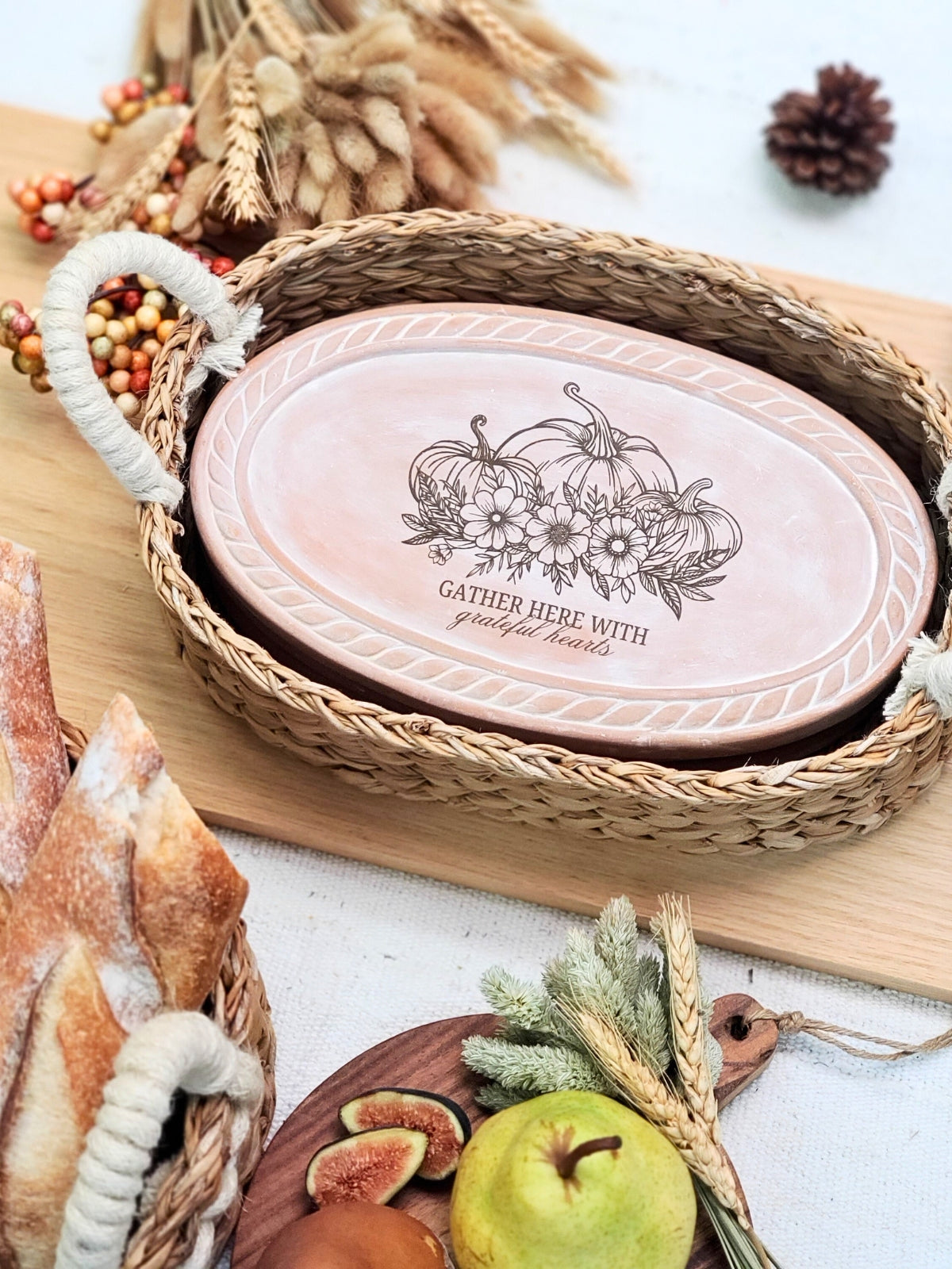 Bread Warmer & Basket - Pumpkin Oval