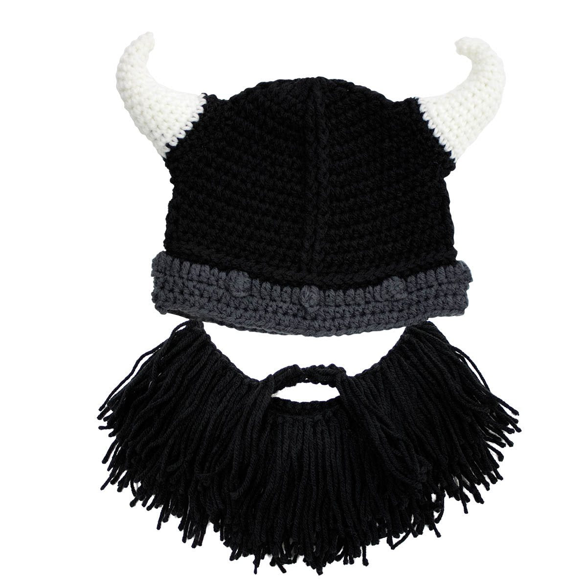 Barbarian Horns and Beard Costume Accessory for Adults- Gray, Black, or Brown