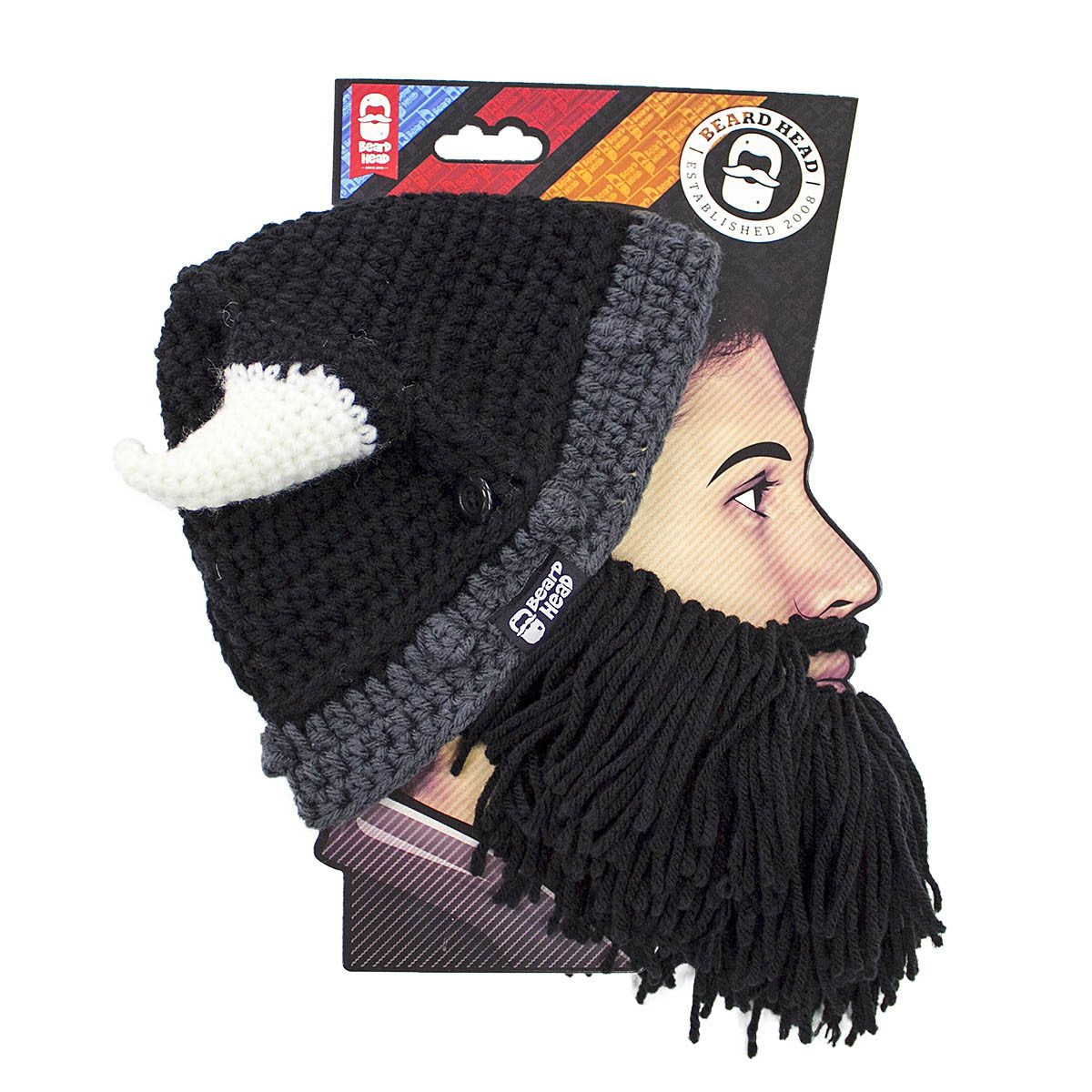 Barbarian Horns and Beard Costume Accessory for Adults- Gray, Black, or Brown