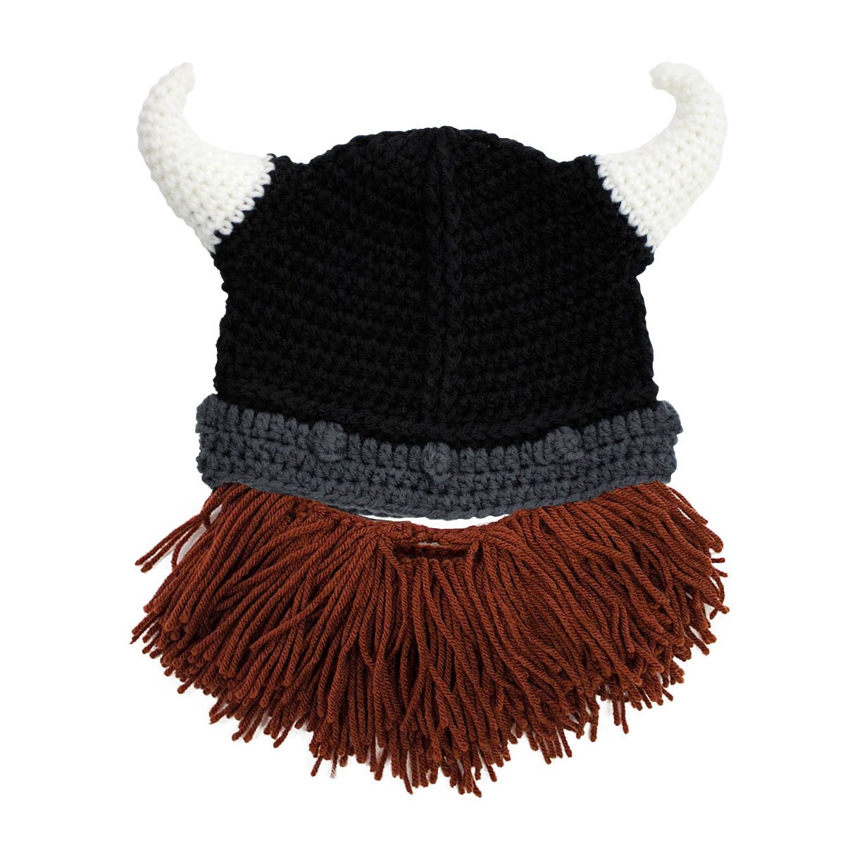 Barbarian Horns and Beard Costume Accessory for Adults- Gray, Black, or Brown