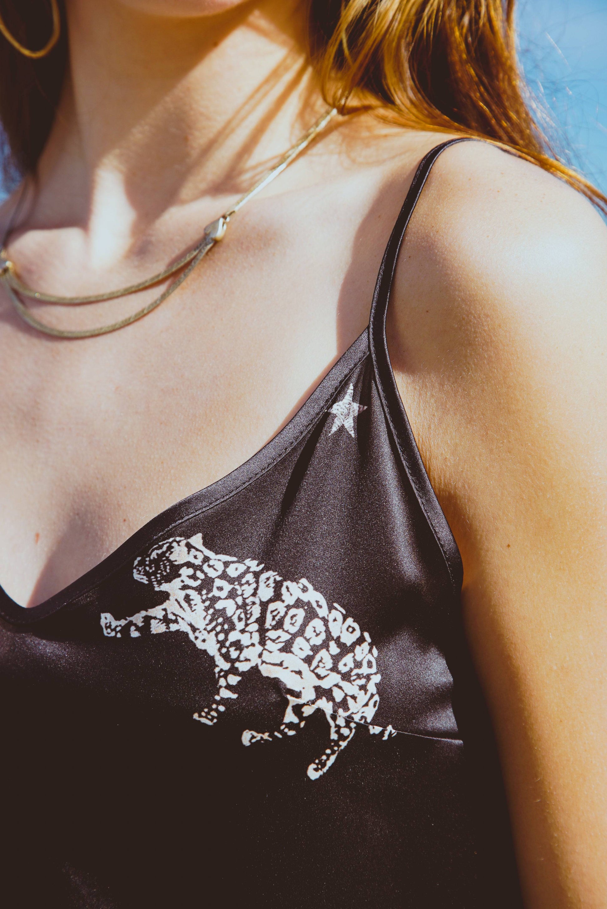 Vela Silk Slip Dress in Jaguar Stars