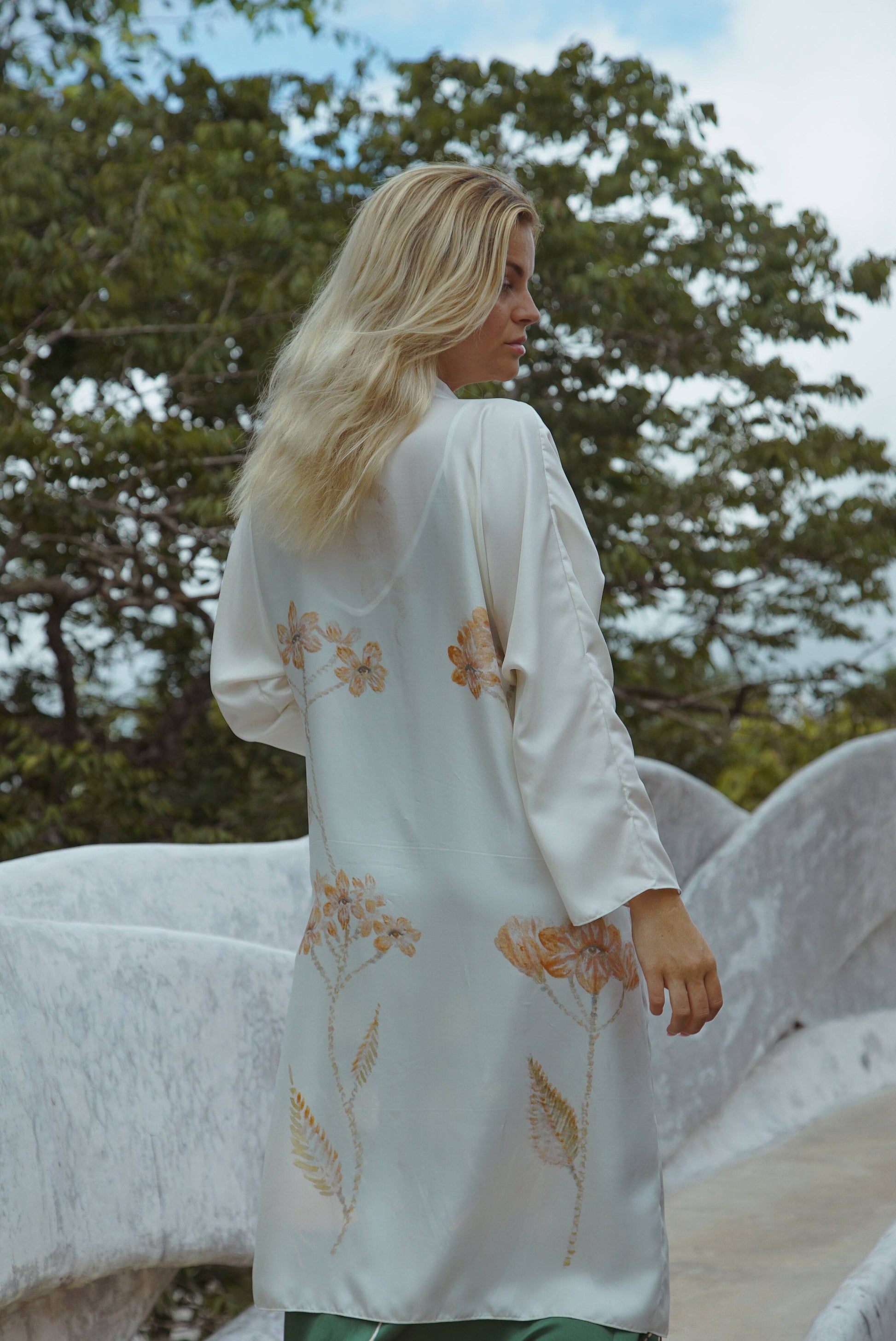 The Royal Silk Robe in Azulik Flowers