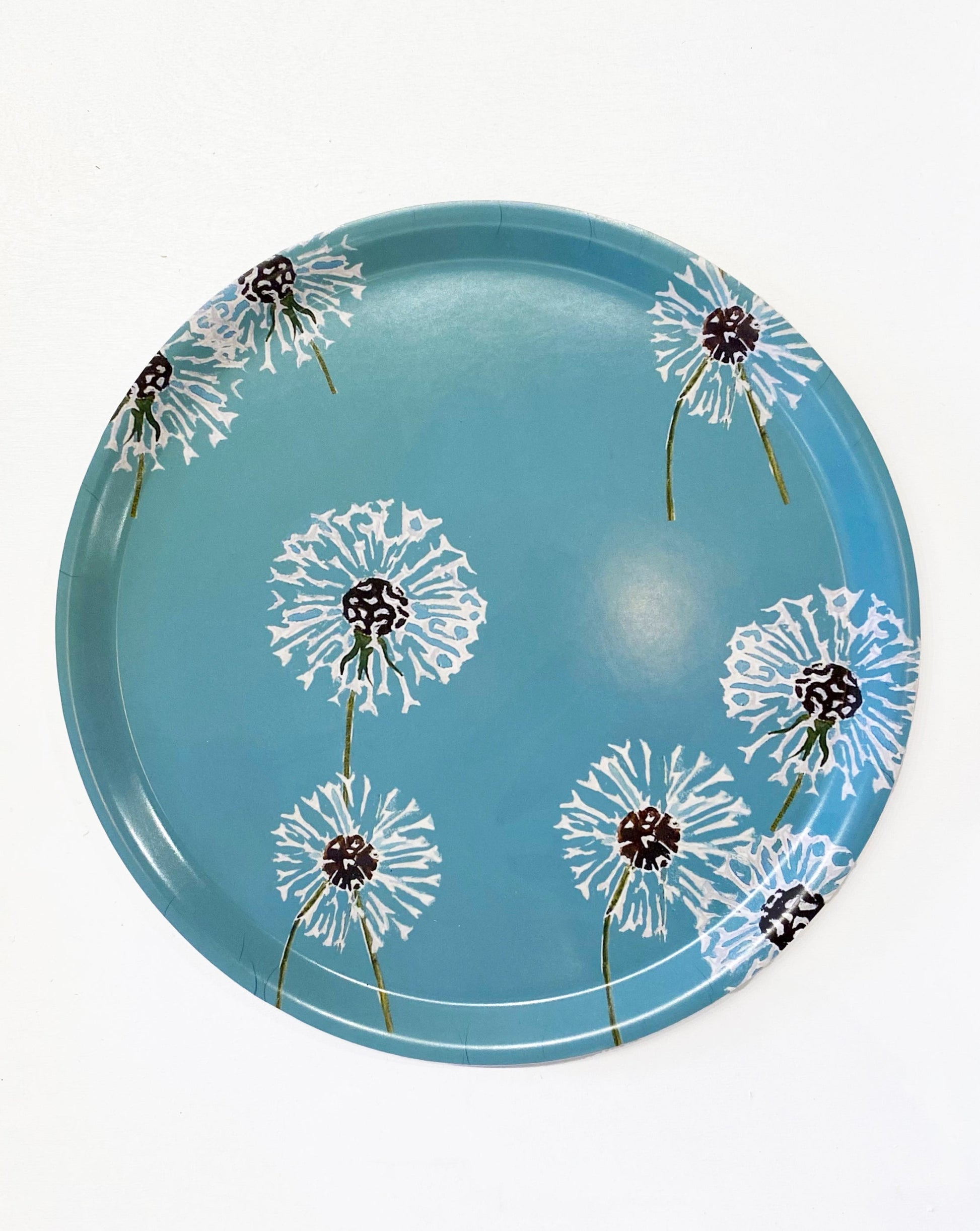 💚 Swedish Serving Tray:  Dandelions on Aqua