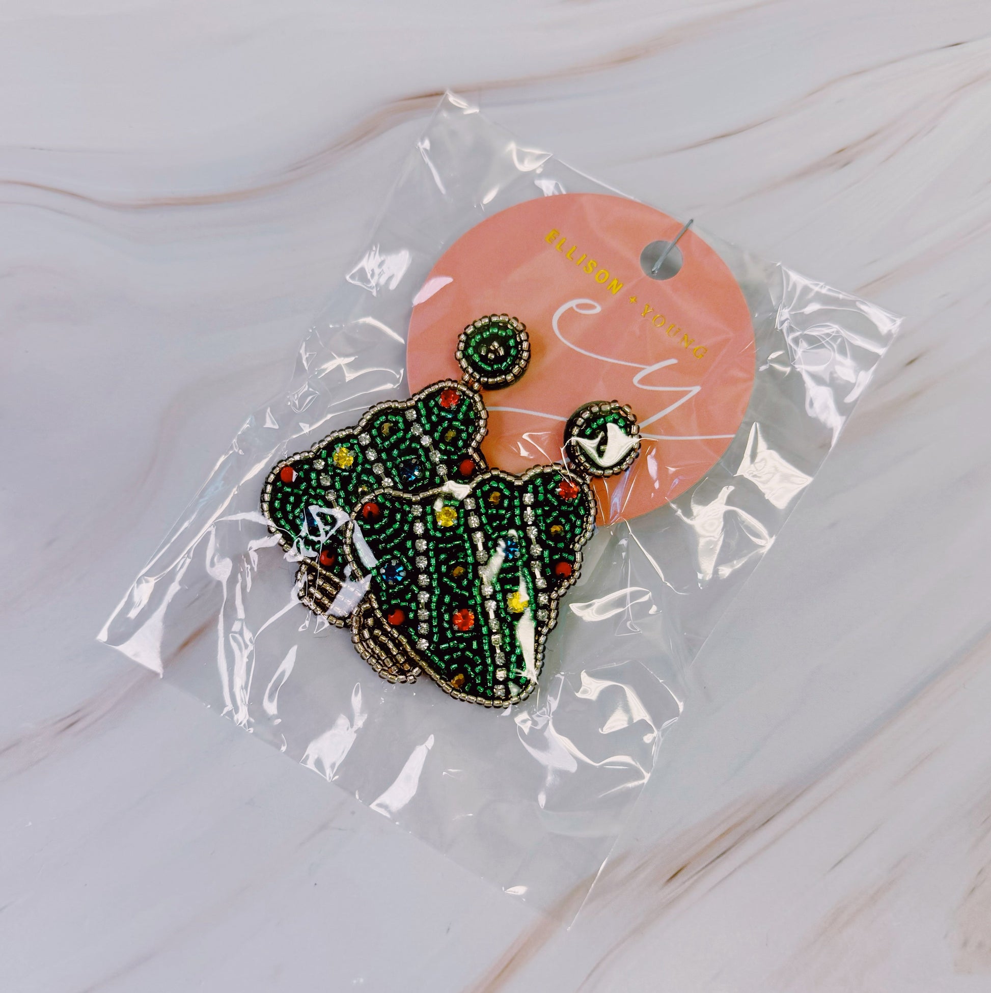 🧡 Beaded Holiday Tree Earrings