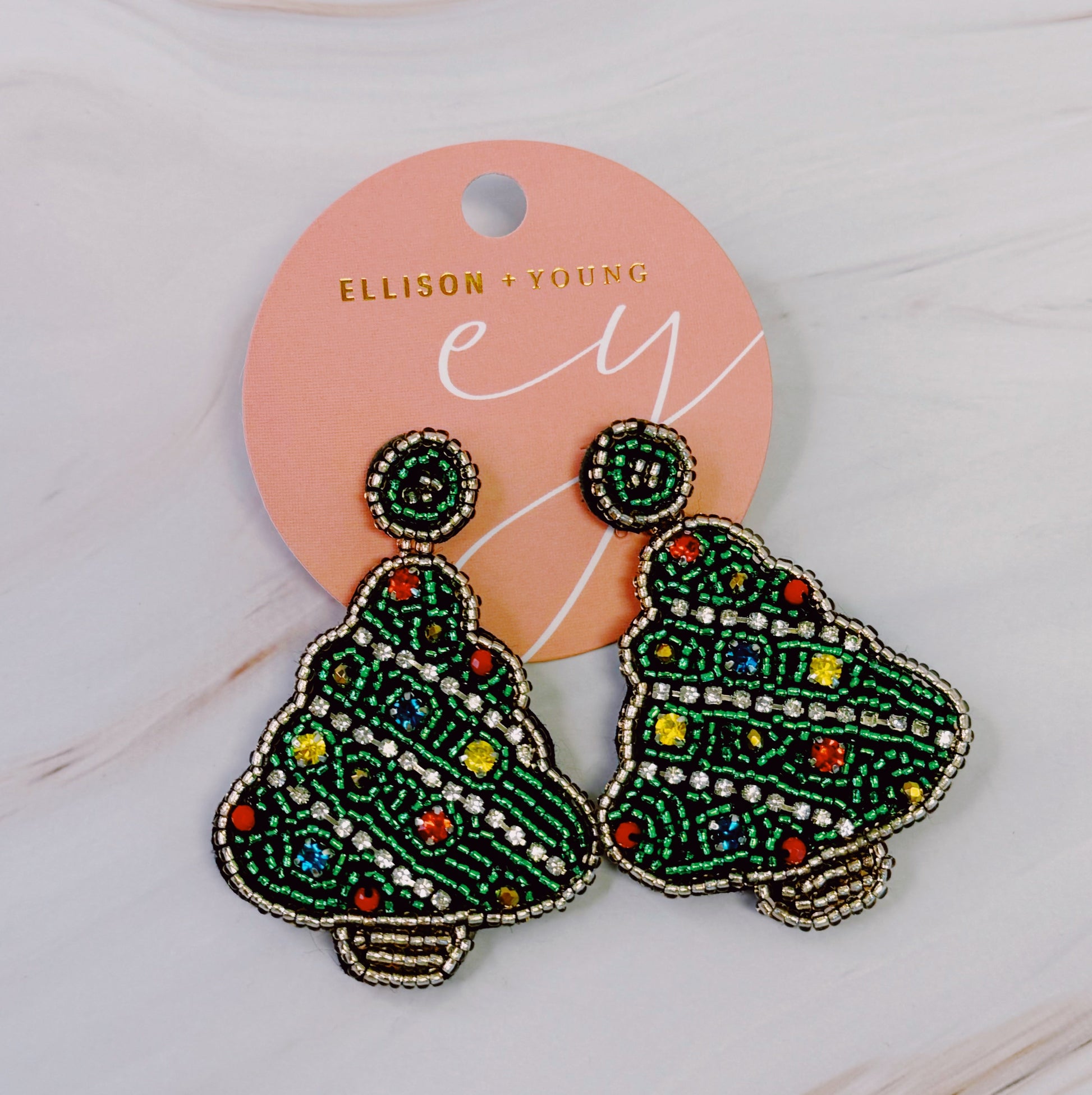 🧡 Beaded Holiday Tree Earrings