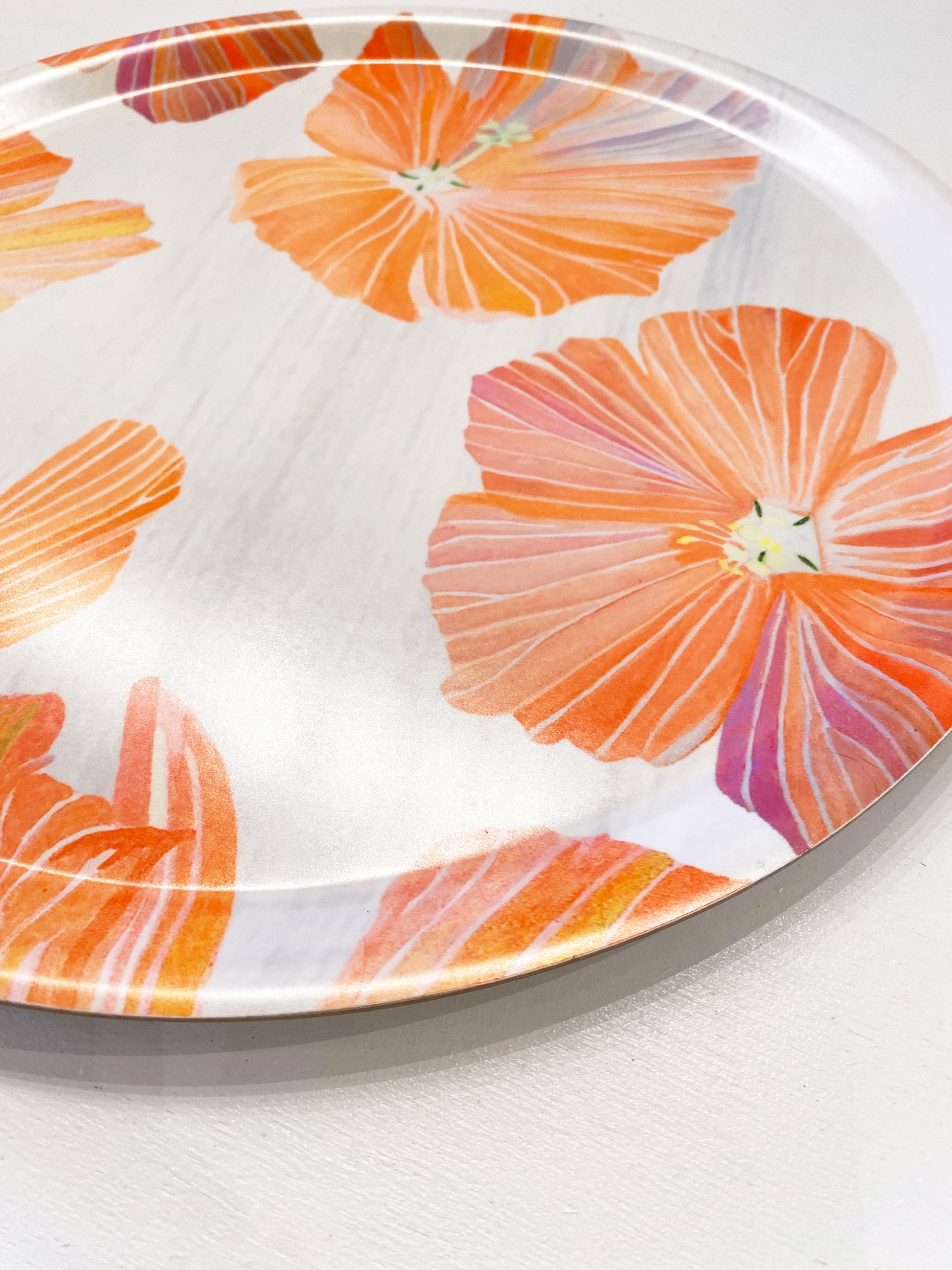 💚 Swedish Serving Tray:  Hibiscus on Snow