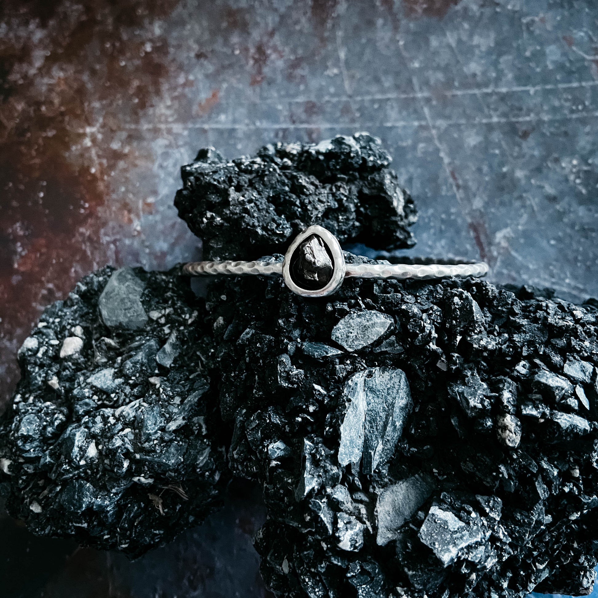Teardrop Meteorite Cuff Bracelet