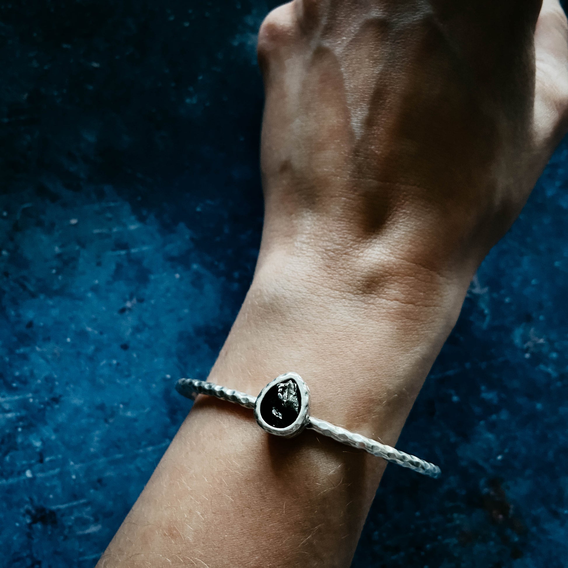 Teardrop Meteorite Cuff Bracelet