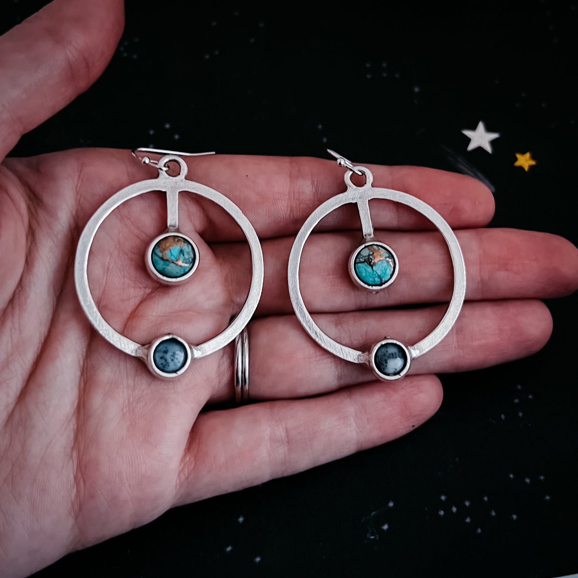 Artemis Lunar Orbit Earrings with Natural Stones