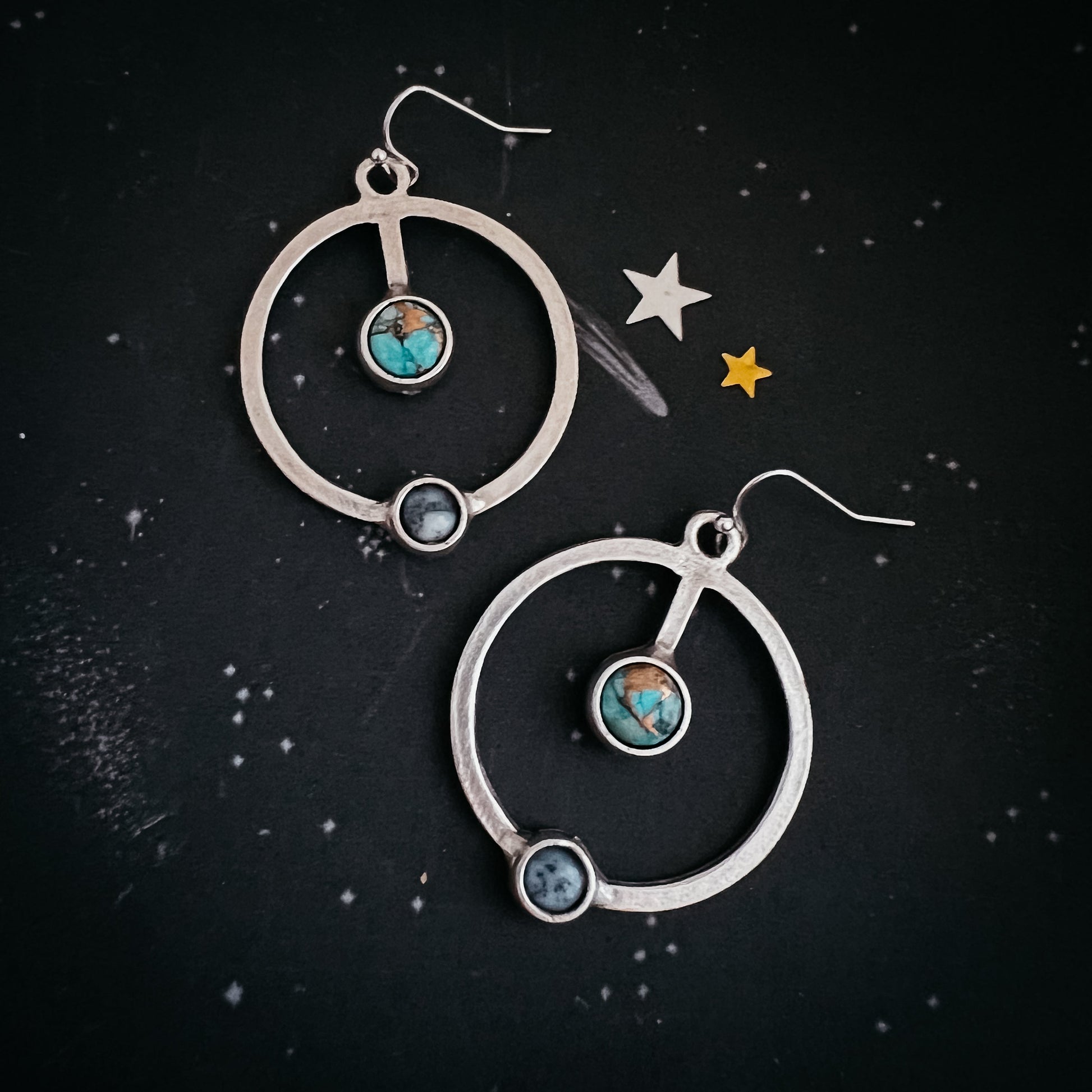 Artemis Lunar Orbit Earrings with Natural Stones
