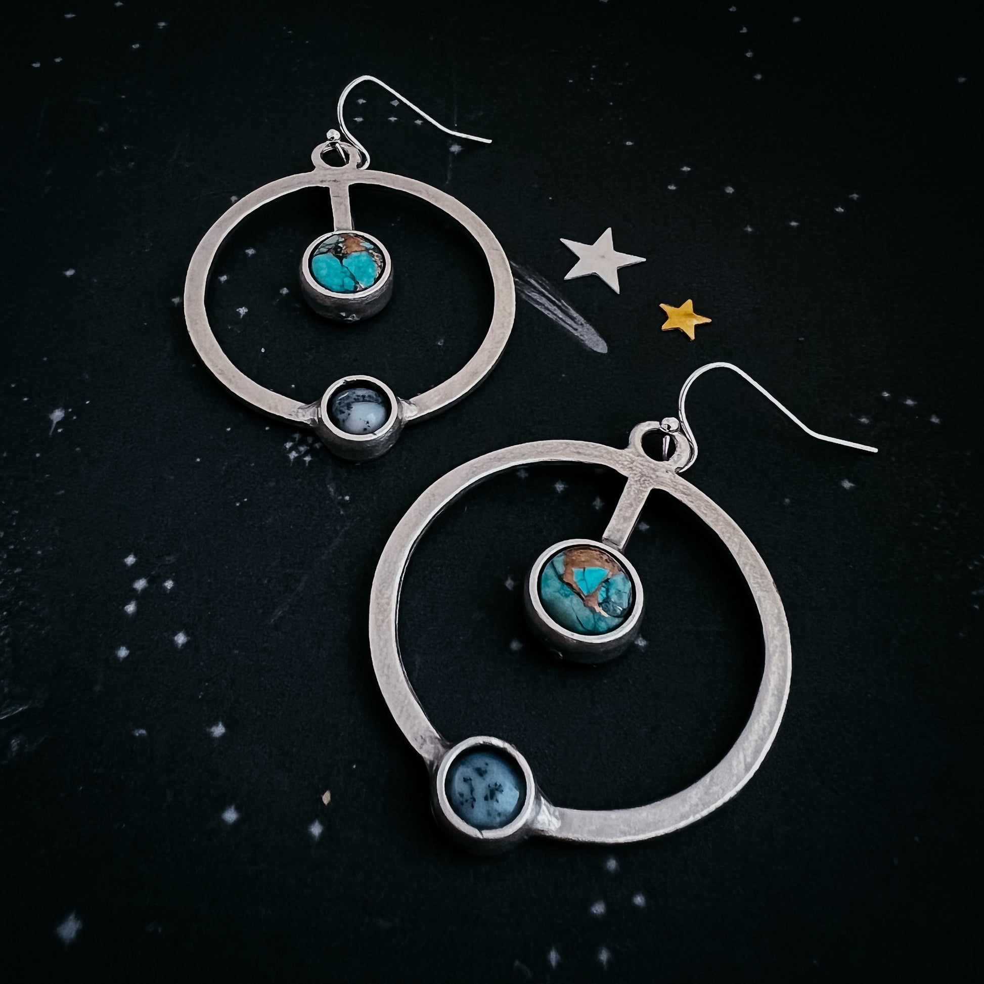 Artemis Lunar Orbit Earrings with Natural Stones