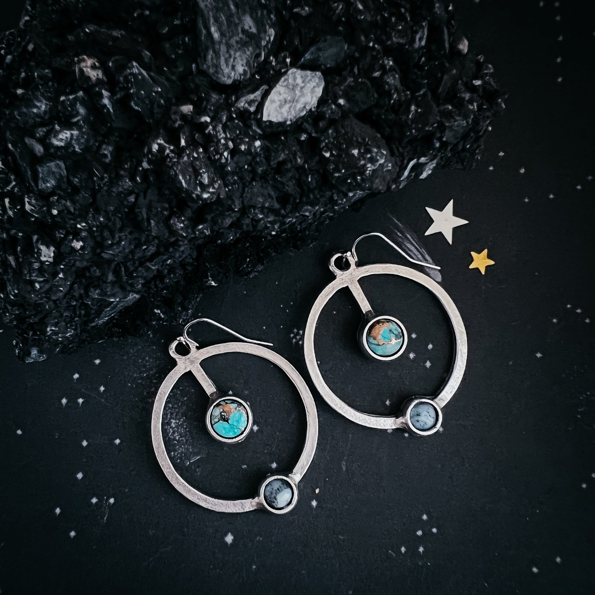 Artemis Lunar Orbit Earrings with Natural Stones