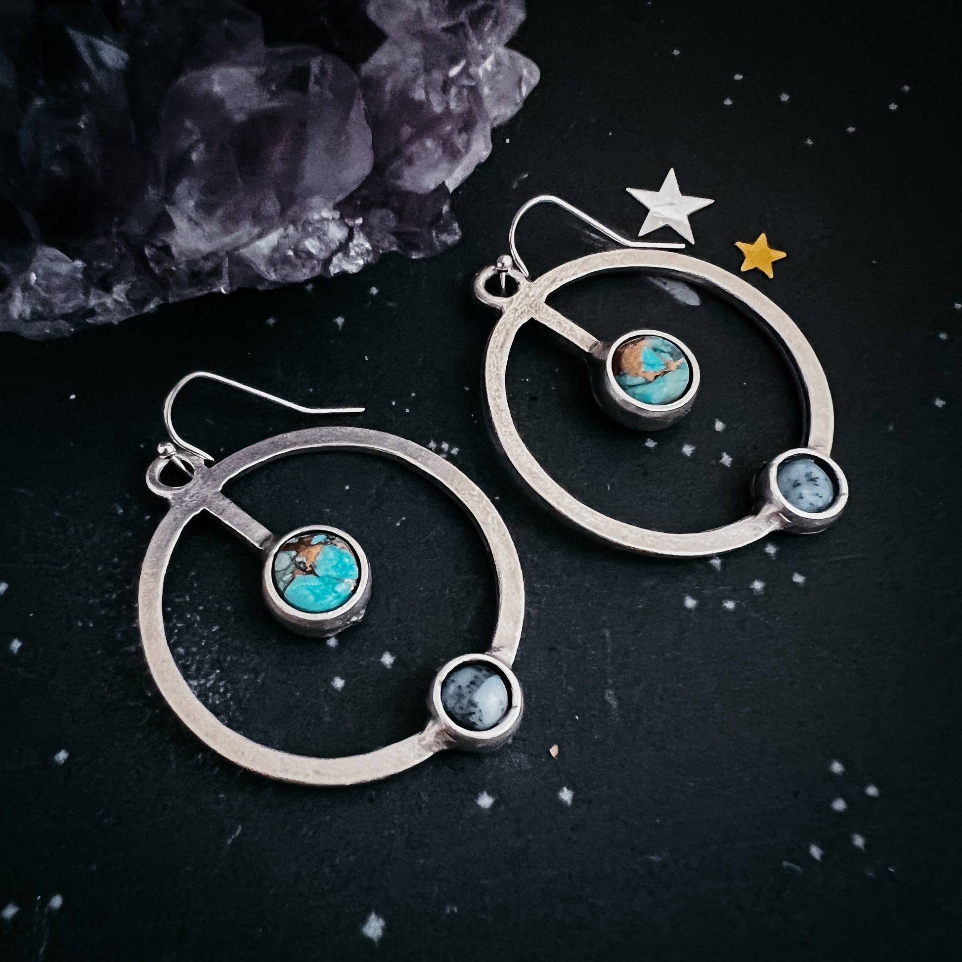 Artemis Lunar Orbit Earrings with Natural Stones