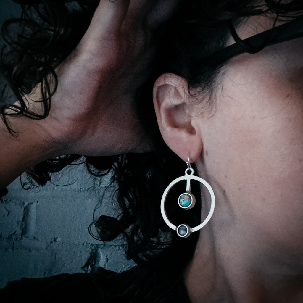 Artemis Lunar Orbit Earrings with Natural Stones