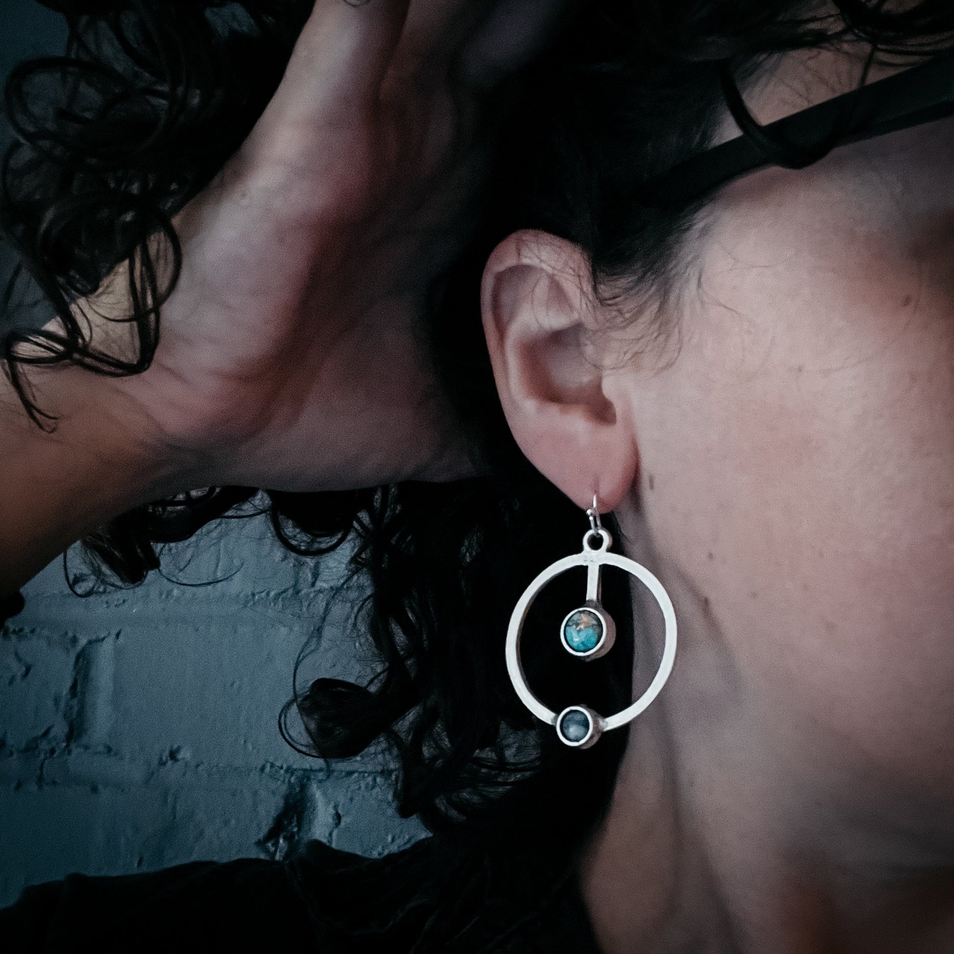 Artemis Lunar Orbit Earrings with Natural Stones