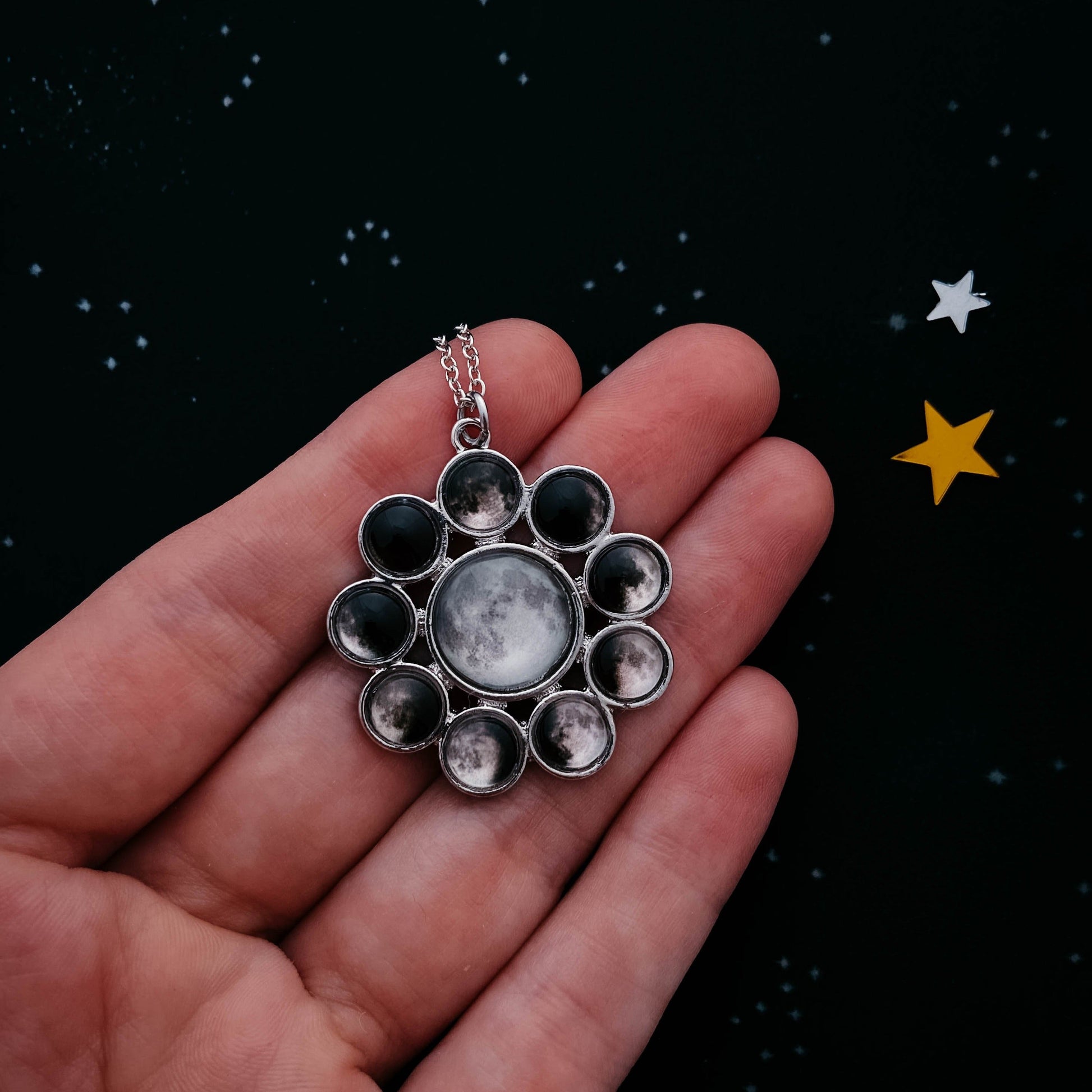 Moon Phase Halo Pendant