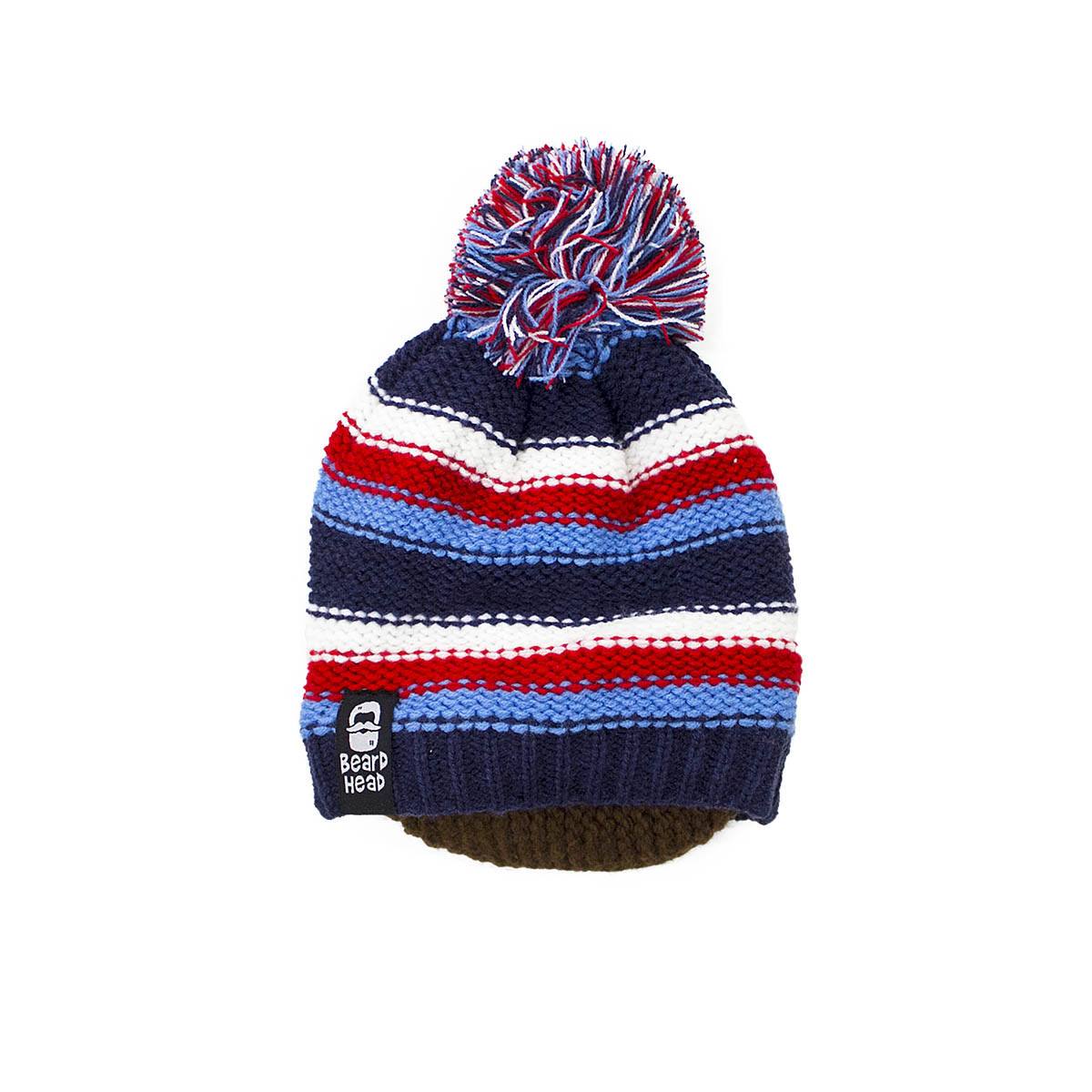 Striped Beanie with Black/Grey/Brown Beard Costume Accessory for Kids