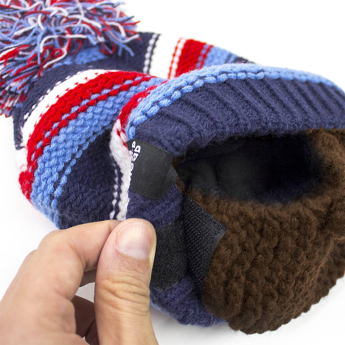 Striped Beanie with Black/Grey/Brown Beard Costume Accessory for Kids