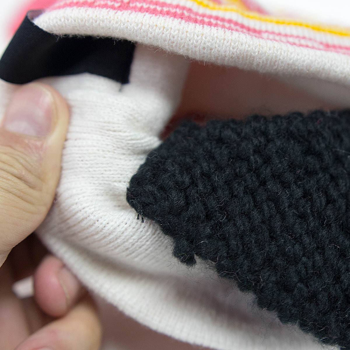 Pink, Yellow, White Stripe Beanie with Black Stubble Beard Costume Accessory for Kids