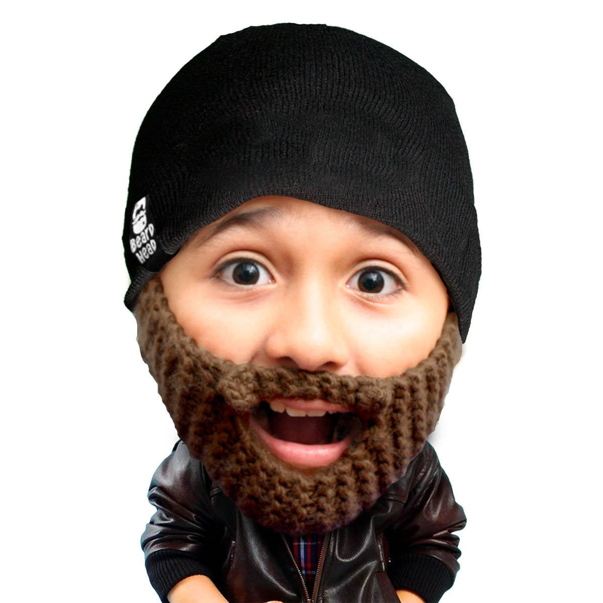 Black Beanie and Brown Beard Costume Accessory for Kids