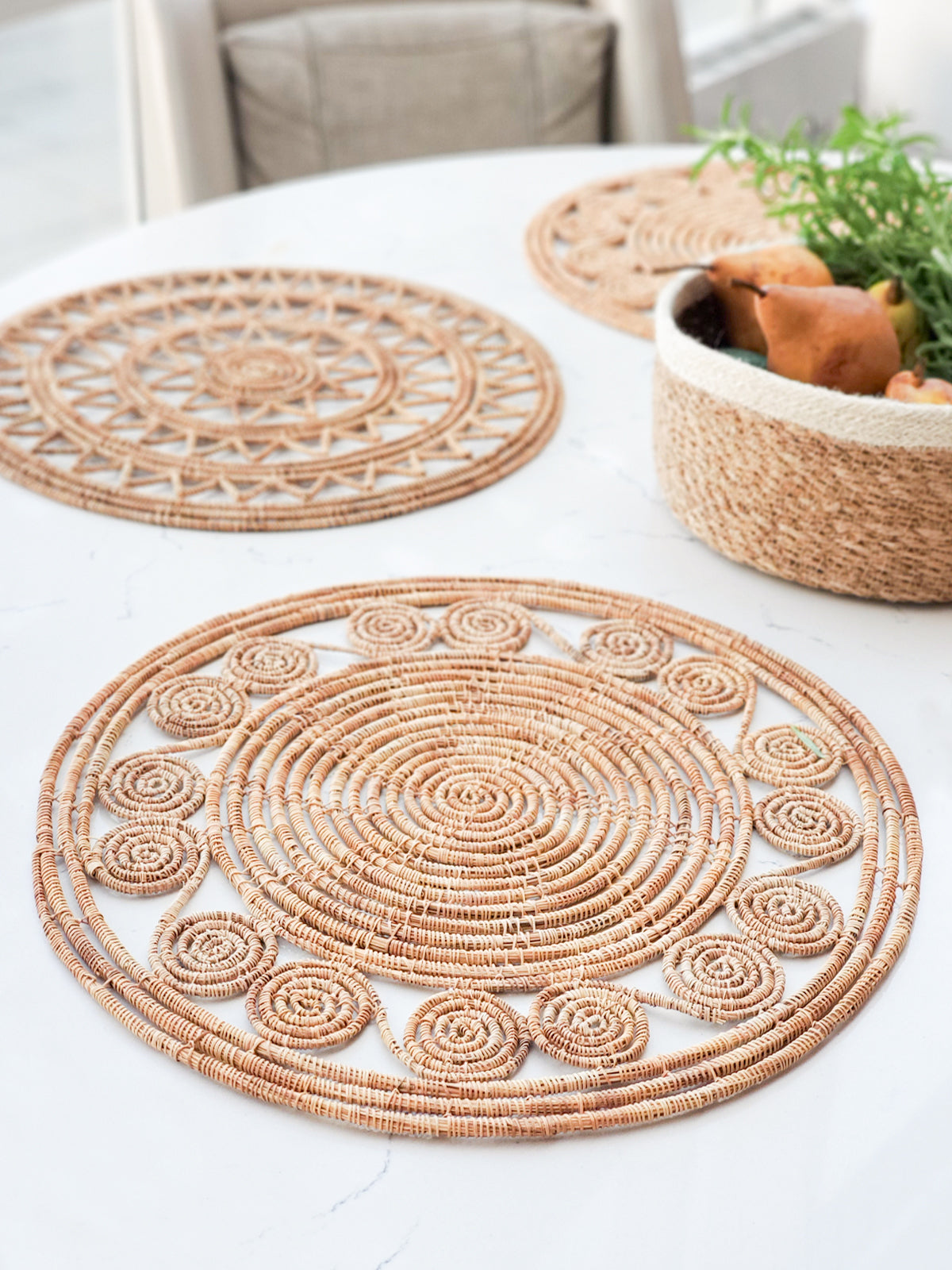 📦 Bayu Woven Palm Fiber Placemat - Natural (Set of 2)