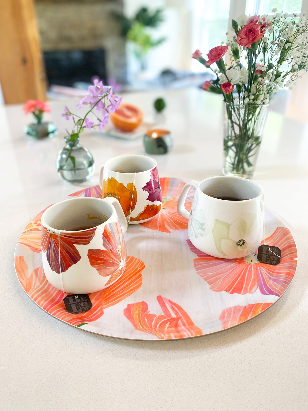 💚 Porcelain Mug:  White Poppies
