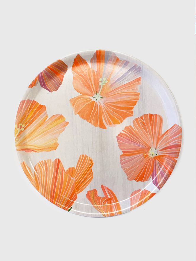 💚 Swedish Serving Tray:  Hibiscus on Snow
