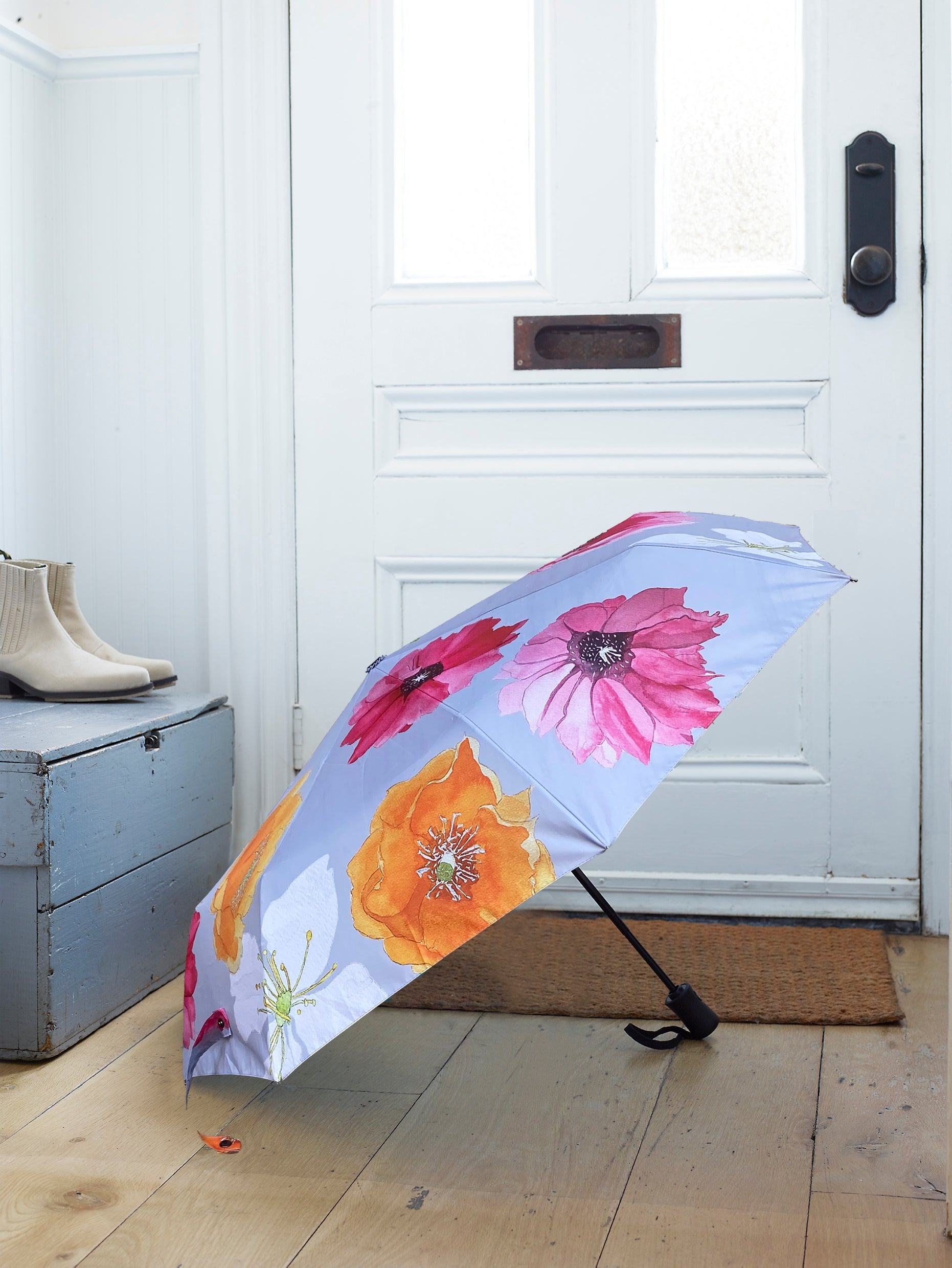 💚 Umbrella:  Cactus Flowers on Grey