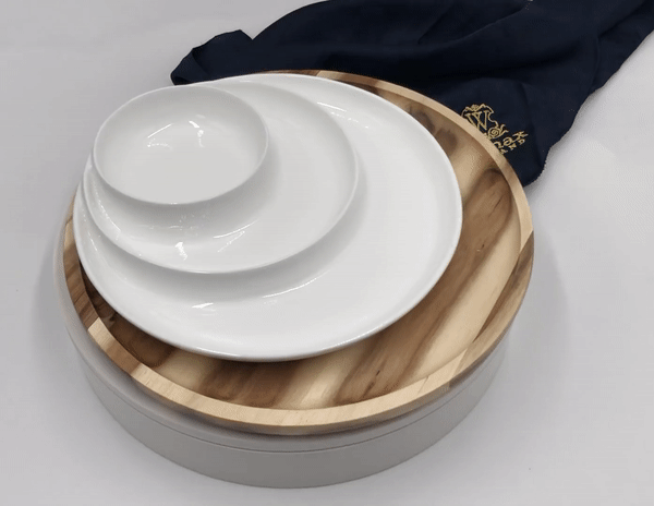 Bamboo & Porcelain Serving Duo – Organic Elegance Meets Everyday Magic