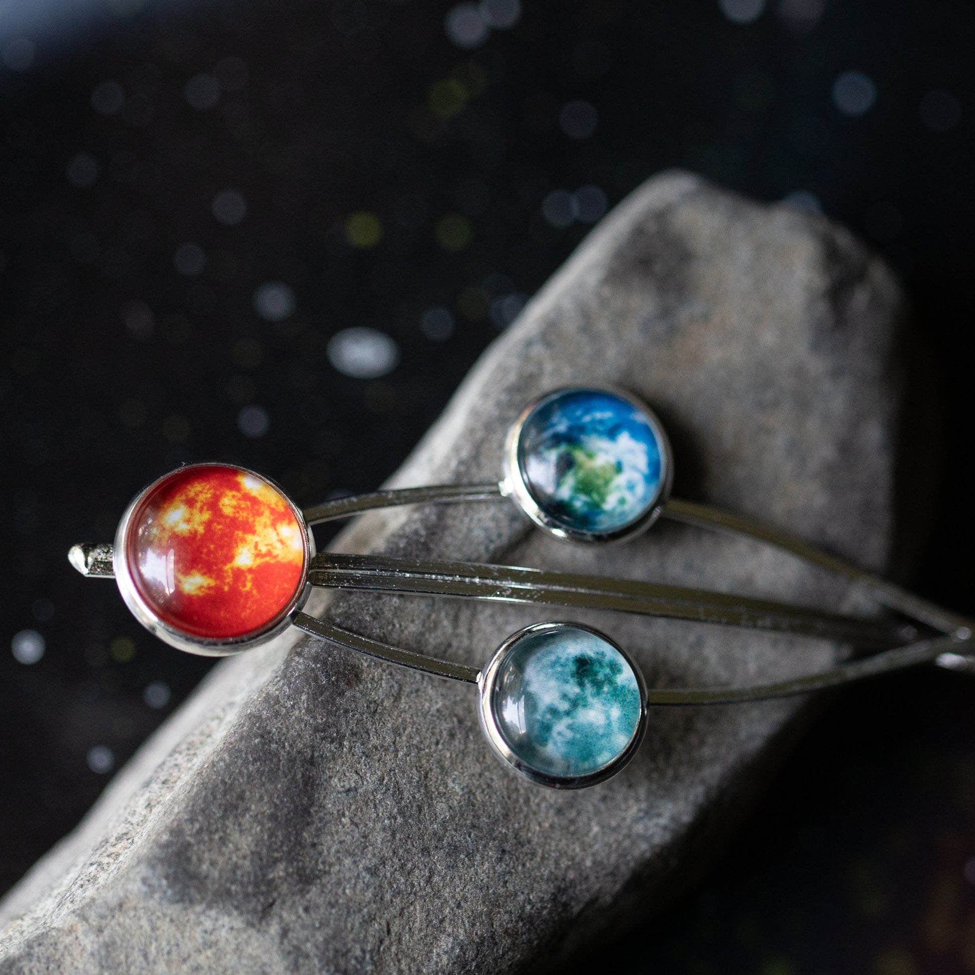 🌙 Sun Earth and Moon Hair Clip