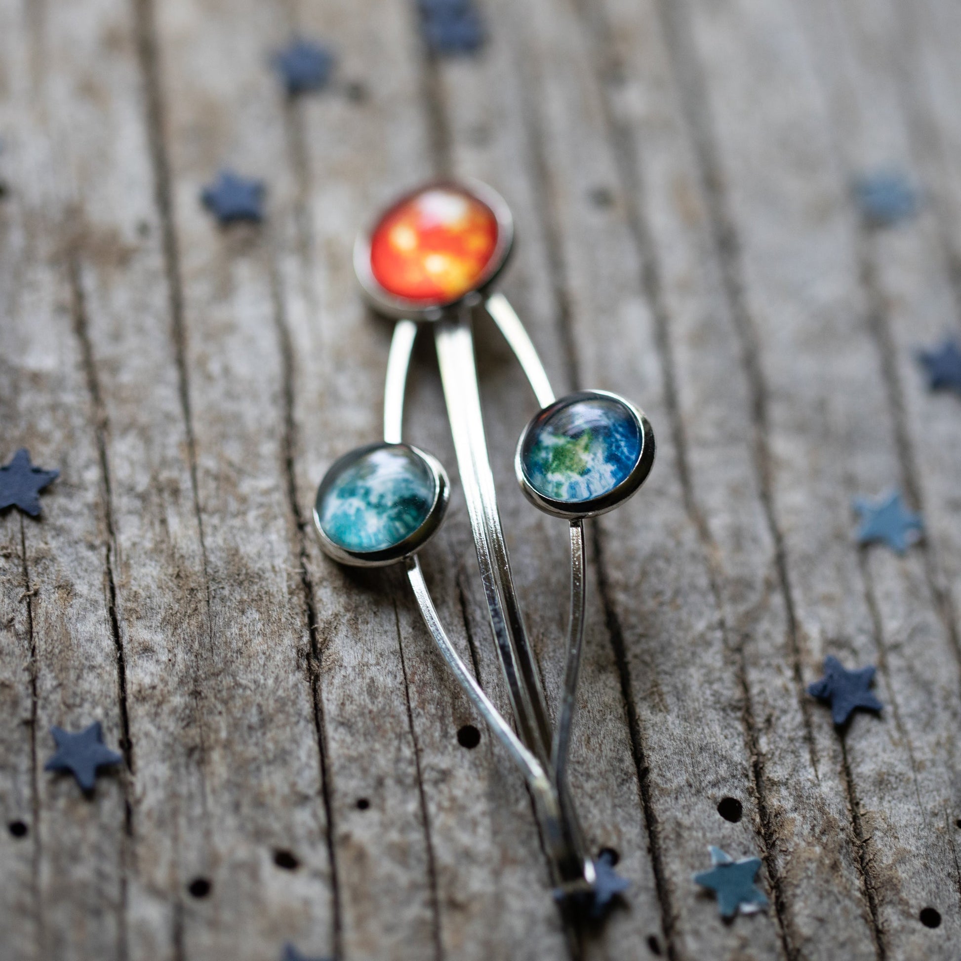 🌙 Sun Earth and Moon Hair Clip