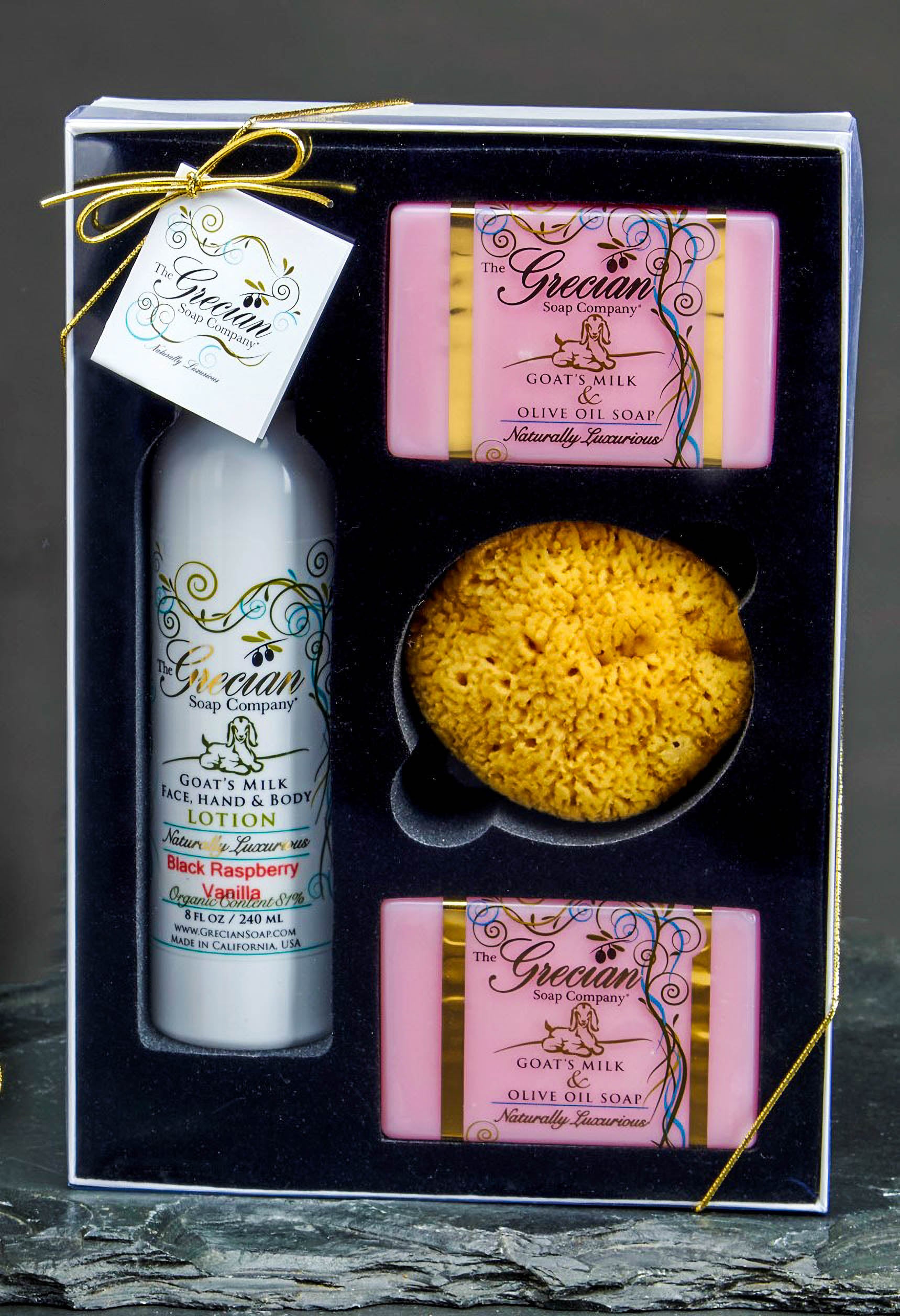Lotion, 2 Soaps and Sponge Gift Set-Black Raspberry Vanilla