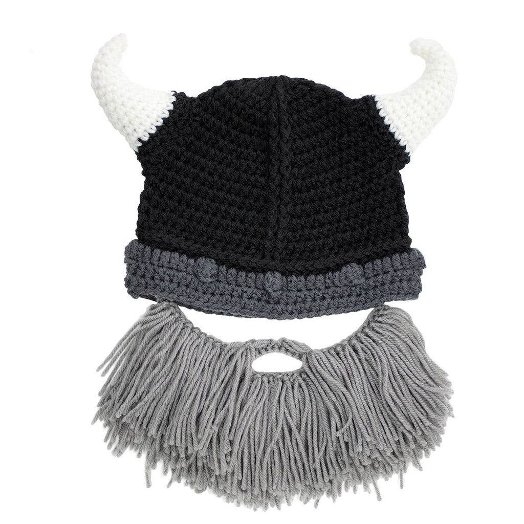 Barbarian Horns and Beard Costume Accessory for Adults- Gray, Black, or Brown