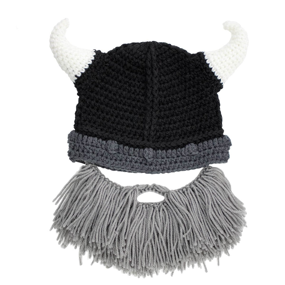 Barbarian Horns and Beard Costume Accessory for Adults- Gray, Black, or Brown