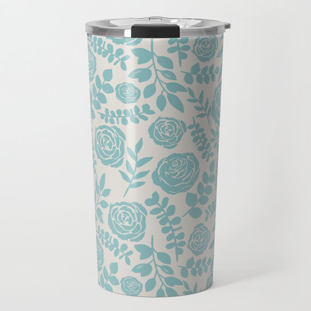 Baby Blue Floral Travel Mug