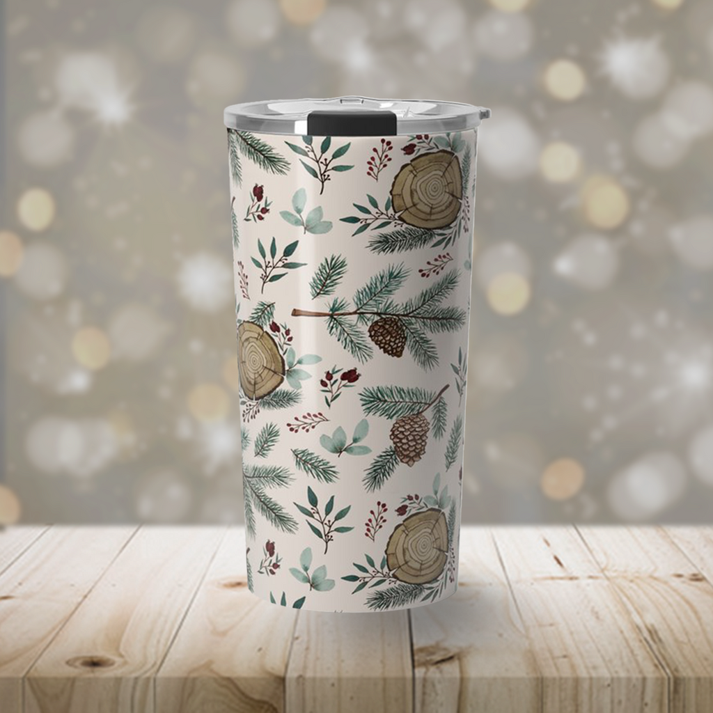 Winter Branches, Berries, & Pine Cones Travel Mug