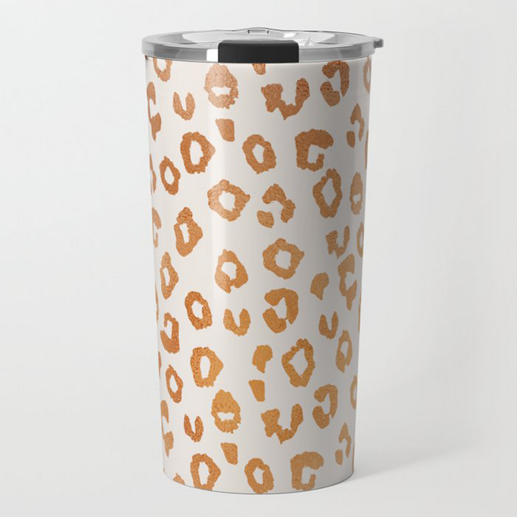 Copper Leopard Print Travel Mug
