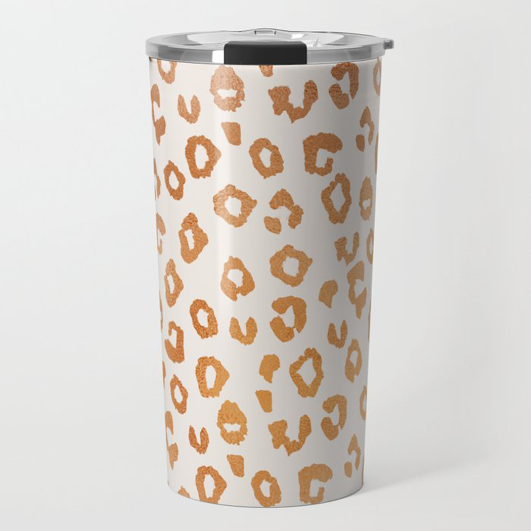 Copper Leopard Print Travel Mug