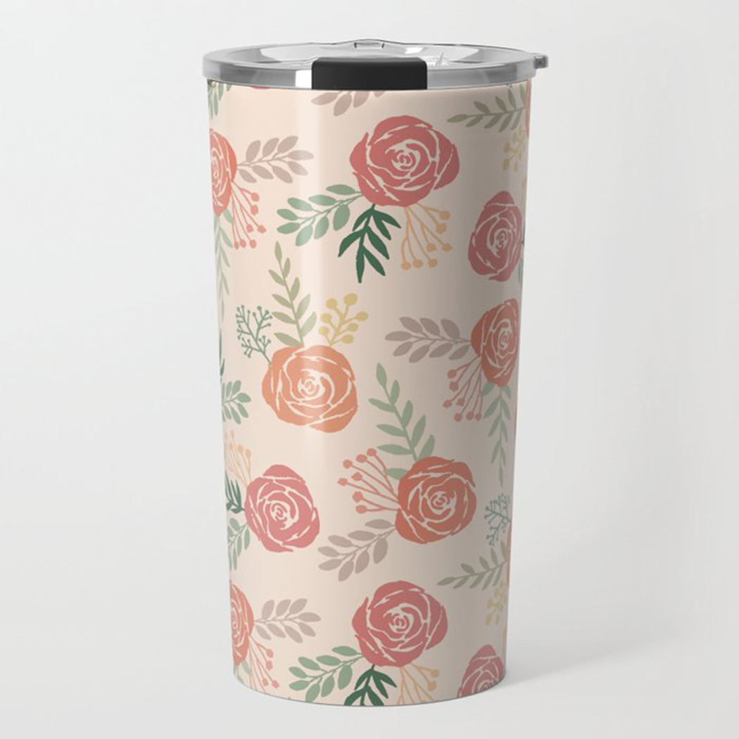 Warm Floral Travel Mug