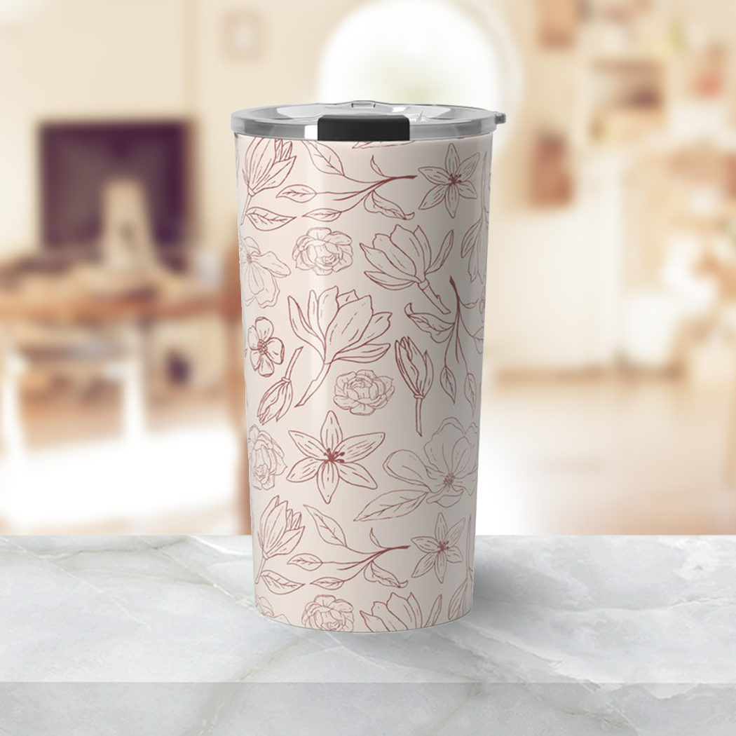Burgundy Magnolia Travel Mug
