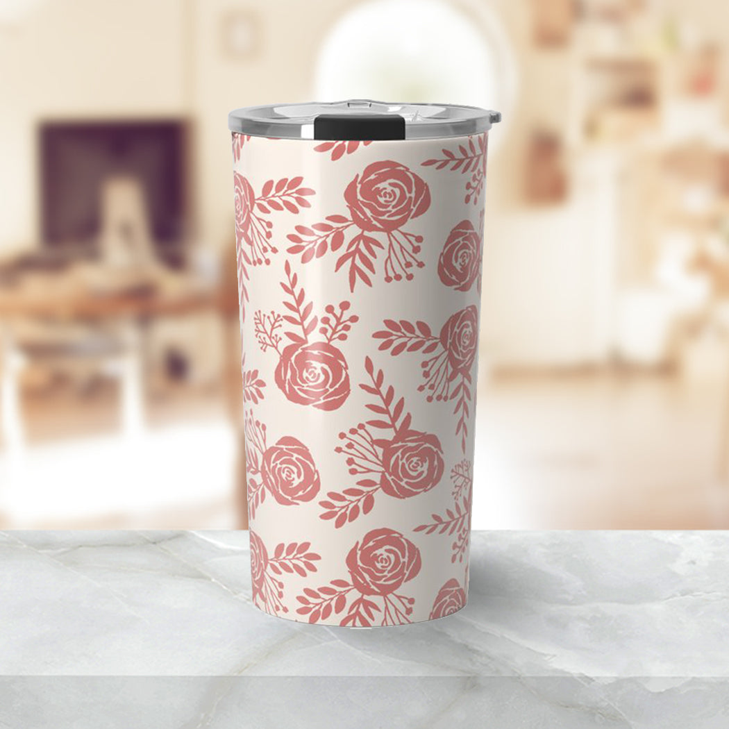 Warm Pink Floral Travel Mug