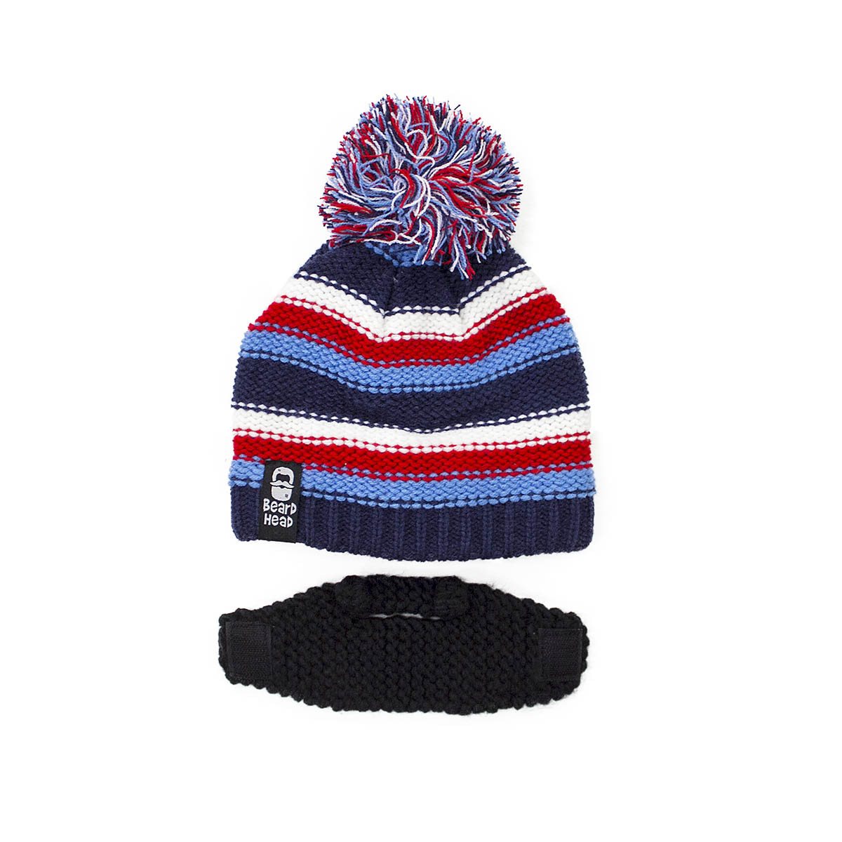 Striped Beanie with Black/Grey/Brown Beard Costume Accessory for Kids